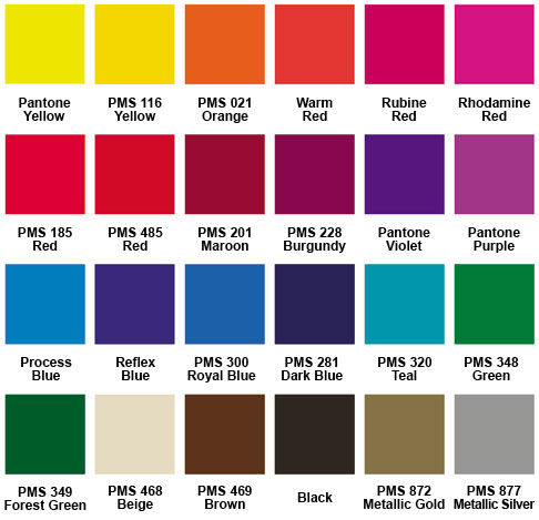 Standard Imprint Colors for Custom Printed Hand Fans