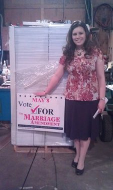Michelle with Marriage Amendment Signs