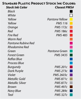Standard Imprint Color Chart