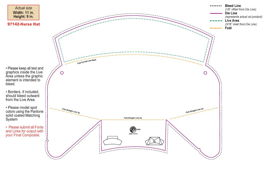 Template of Promotional Paper Nurses Hat